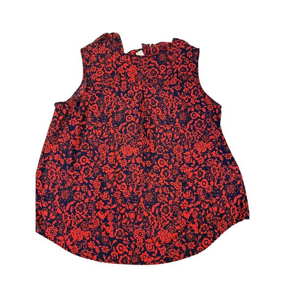 Terra & Sky Blouse Women Plus 3X Navy Red Floral Sleeveless Lightweight - Picture 3 of 3